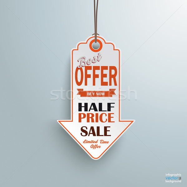 White Price Sticker Arrow Half Price Stock photo © limbi007