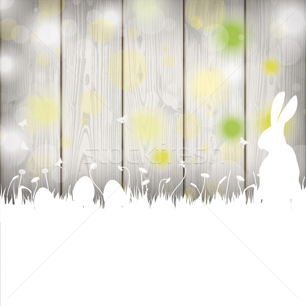 Easter Card Rabbit Wooden Wall Stock photo © limbi007