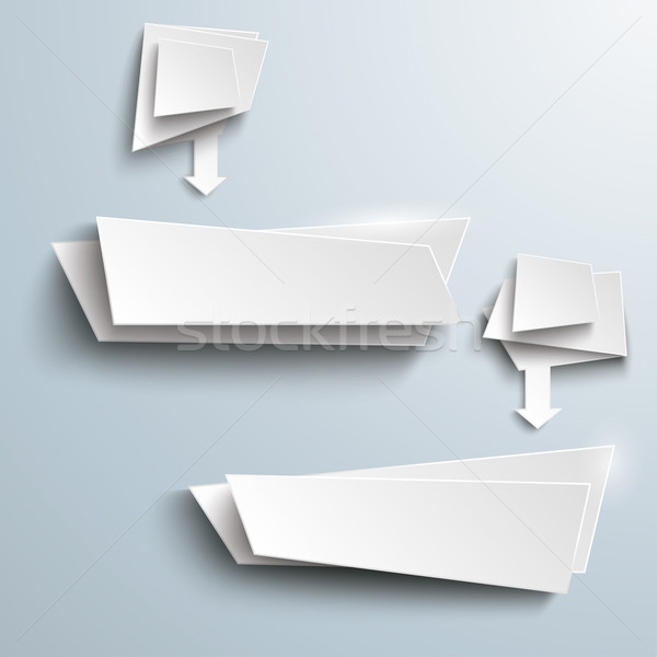 2 white leaflet banners with arrows