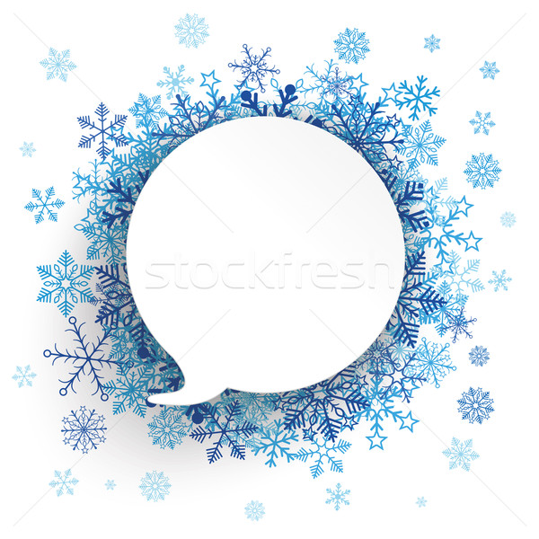 Paper Speech Bubble Snowflakes Background Stock photo © limbi007