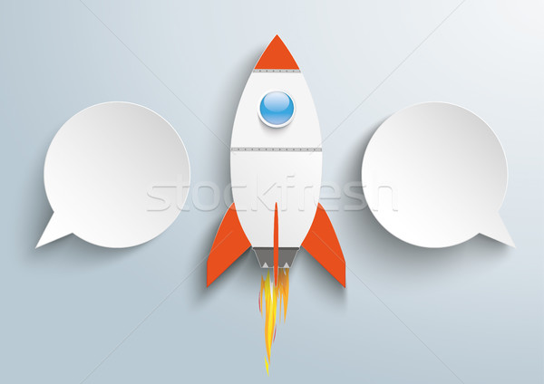 Infographic 2 Paper Speech Bubbles Rocket Stock photo © limbi007