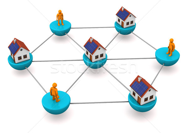 Ingatlanügynök hálózat házak narancs nő ház Stock fotó © limbi007