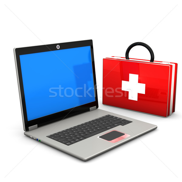 Prim ajutor laptop caz alb telefon medic Imagine de stoc © limbi007