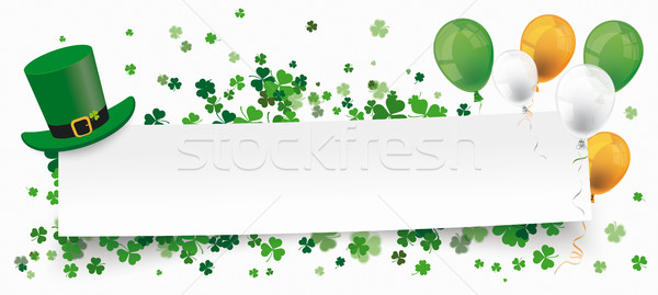 St Patricks Day Paper Banner Hat Shamrocks Balloons Stock photo © limbi007