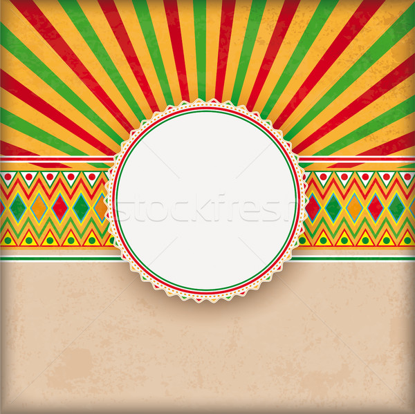 Cover Retro Sun Mexican Ornaments Emblem Stock photo © limbi007