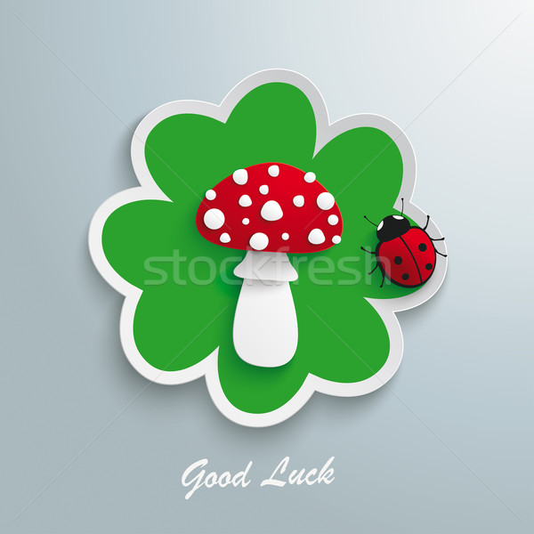 Verde shamrock volare bene fortuna coccinella Foto d'archivio © limbi007