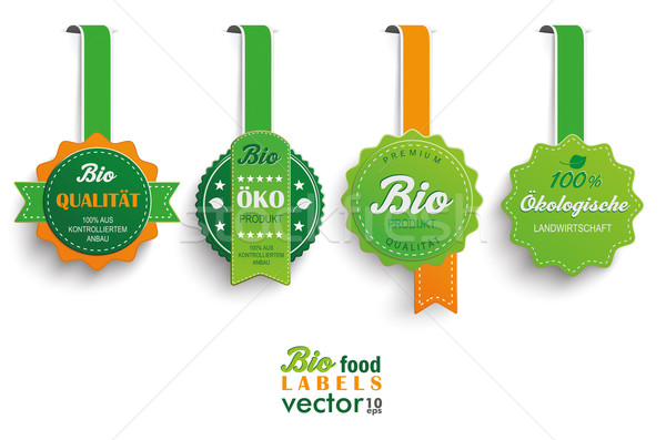 4 Biofood Labels Marker Ger Stock photo © limbi007