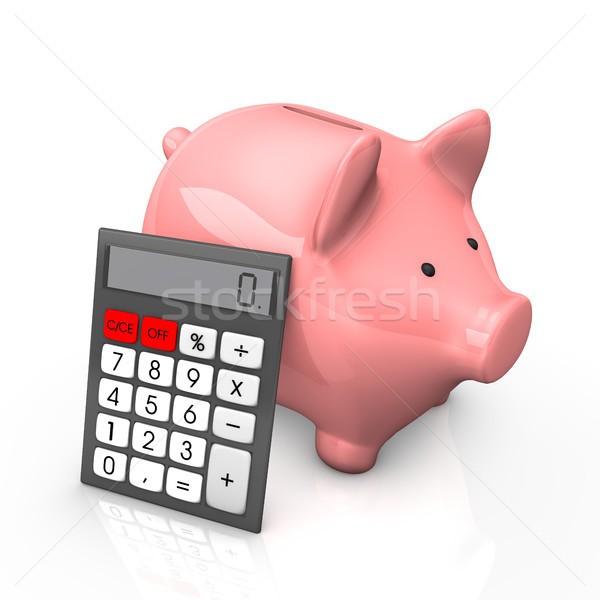 Persely számológép rózsaszín zseb fehér pénzügy Stock fotó © limbi007