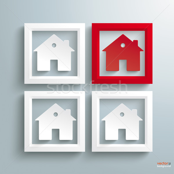 3 White 1 Red Frame Houses Stock photo © limbi007