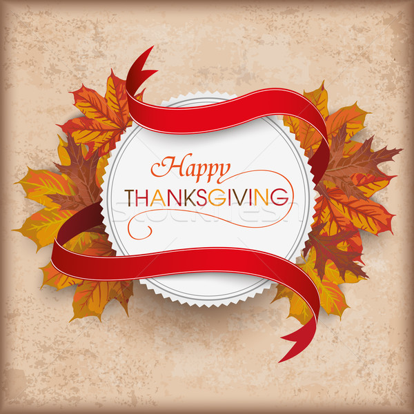 Autumn Foliage Vintage Emblem Thanksgiving Stock photo © limbi007