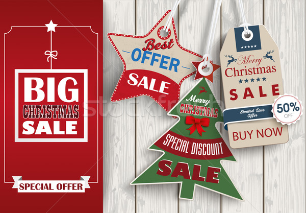 Side Oblong Banner Christmas Sale Wood 3 Shopmarks Stock photo © limbi007