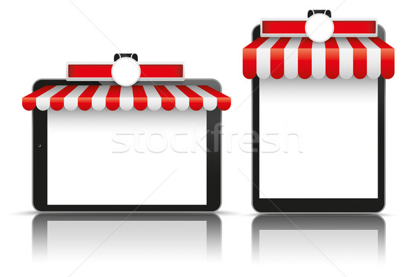 2 Tablets Red White Awning Emblem Stock photo © limbi007
