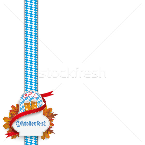 Oktoberfest Beer Emblem Foliage Bavarian Ribbon Cover Stock photo © limbi007
