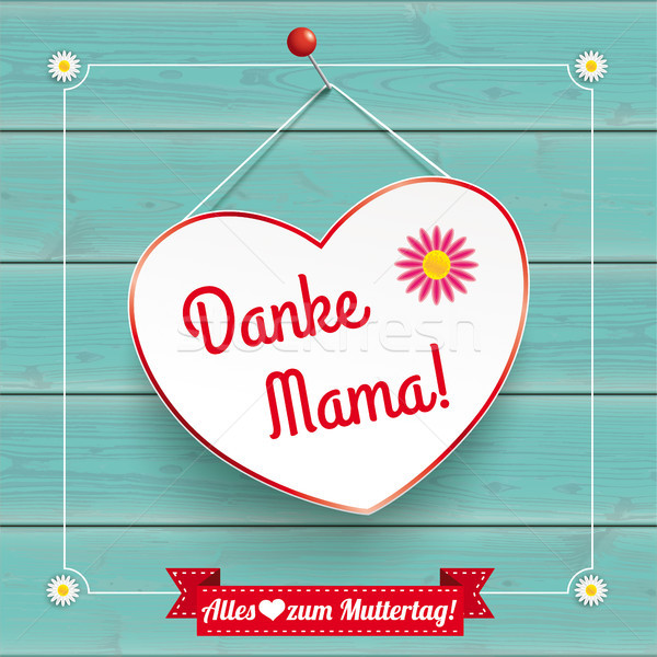Flowers Heart Vintage Frame Wood Danke Mama Stock photo © limbi007