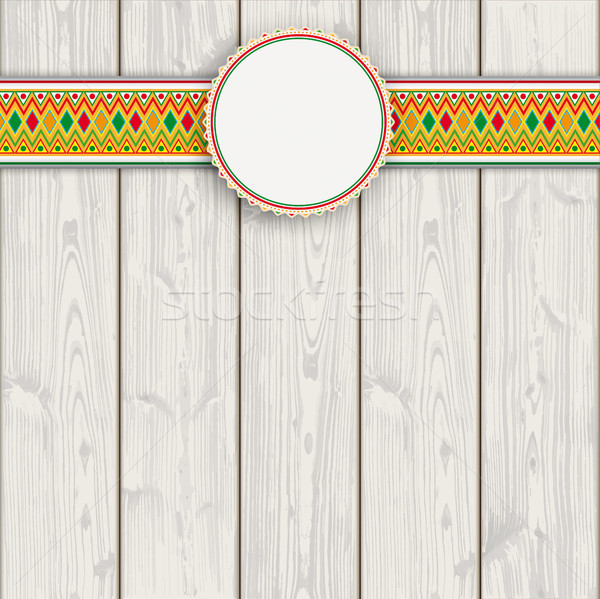 Stock photo: Mexican Ornaments Emblem Wood
