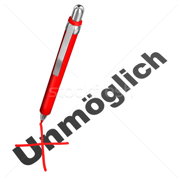 Möglich Text unmöglich rot Ball Stift Stock foto © limbi007