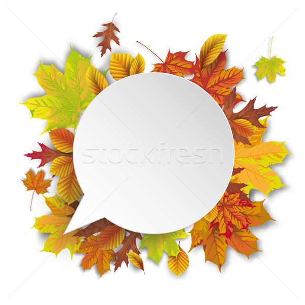 Round Paper Speech Bubble Autumn Foliage Stock photo © limbi007