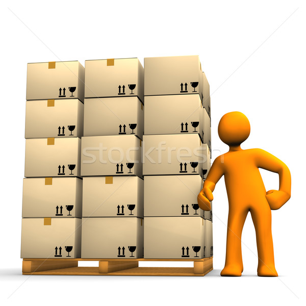 Laranja desenho animado caixa armazenar pessoa estoque Foto stock © limbi007