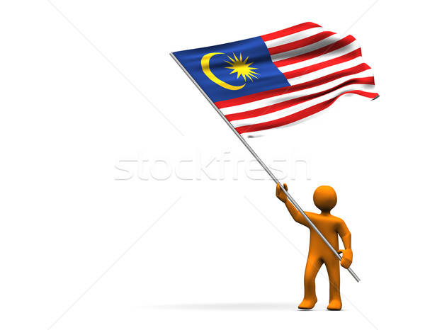 Fan Malezya turuncu karikatür büyük bayrak Stok fotoğraf © limbi007