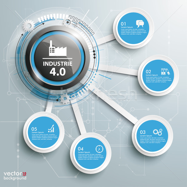 Infographic Industrie 4.0 5 Connected Circles Stock photo © limbi007