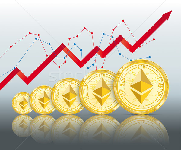 Golden Ethereum Growth Mirror Chart Stock photo © limbi007