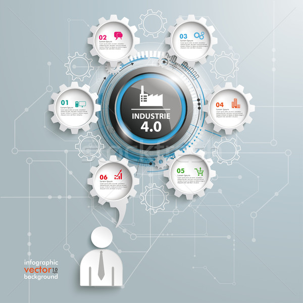Industrie 4.0 Speech Bubble Gear Machine Businessman Stock photo © limbi007