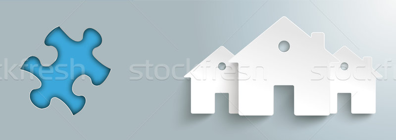 Puzzle Hole 3 Paper Houses Stock photo © limbi007
