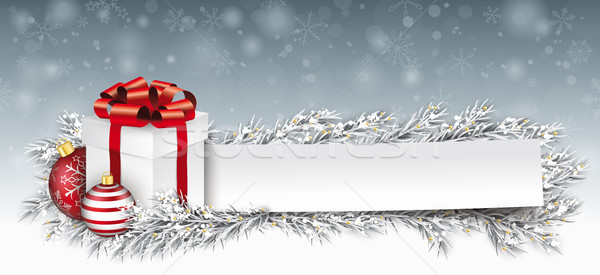 Paper Banner Bauble Frozen Twigs Christmas Gift Stock photo © limbi007