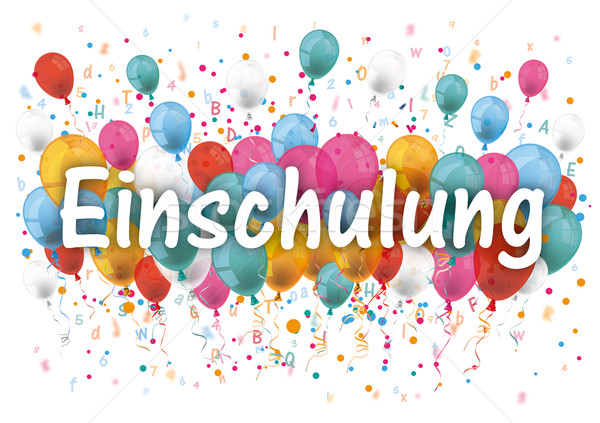 Confetti Balloons Letters Numbers Einschulung Stock photo © limbi007