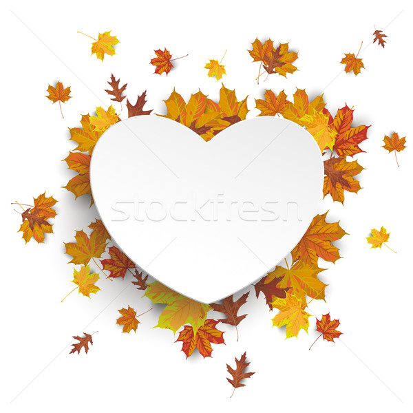 [[stock_photo]]: Blanche · coeur · automne · feuillage · papier · eps