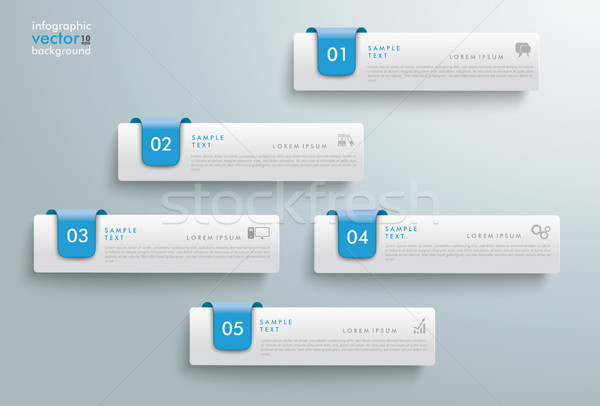 5 Tabs Blue Markers Index Infographic Stock photo © limbi007