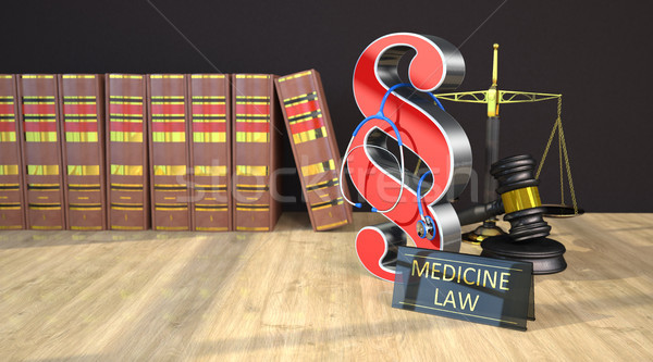 Gavel Paragraph Stethoscope Beam Balance Medicine Law Stock photo © limbi007