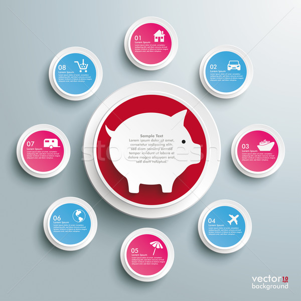 Infographic Piggy Bank Circles With Wishes Stock photo © limbi007