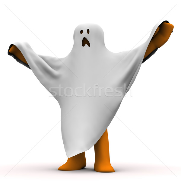 Spook oranje cartoon witte doek vrouw Stockfoto © limbi007