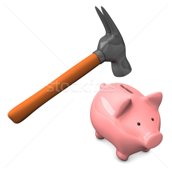 Hammer Piggy Bank Stock photo © limbi007