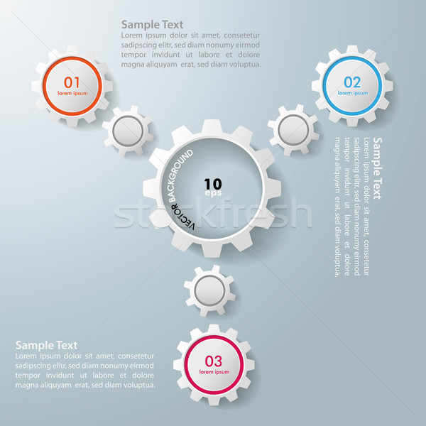 Three Gears Big Centre Gear Infographic Stock photo © limbi007