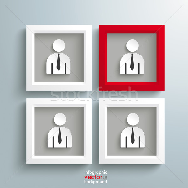 3 White 1 Red Frames Employee Stock photo © limbi007