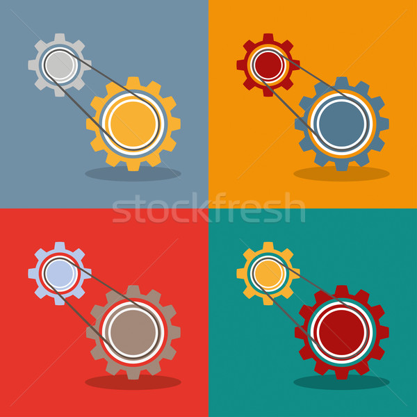 2 Gears Engine Flat Design Stock photo © limbi007