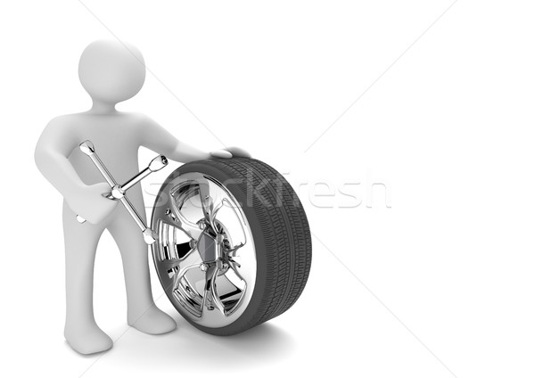 Manikin Spanner Tire With Chromed Felly Stock photo © limbi007