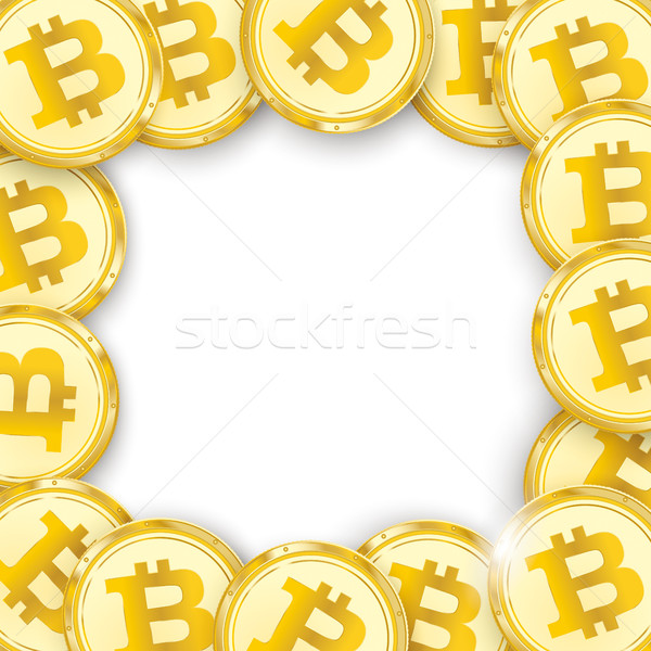 Golden Bitcoins Cover White Centre Stock photo © limbi007