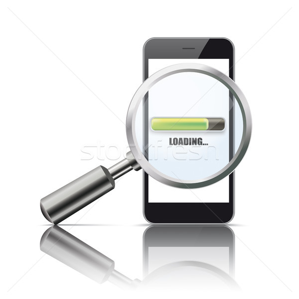 Black Smartphone Loupe Mirror Loading Stock photo © limbi007