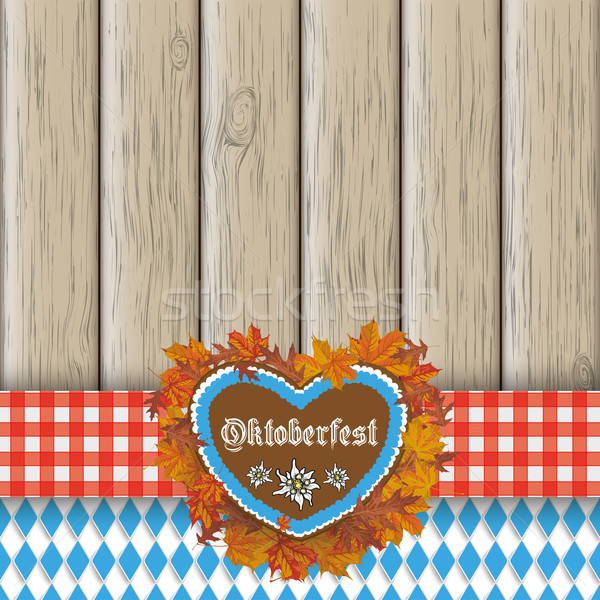 Oktoberfest Gingerbread Heart Foliage Cloth Stock photo © limbi007