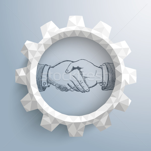 Low Poly Gear Handshake Stock photo © limbi007