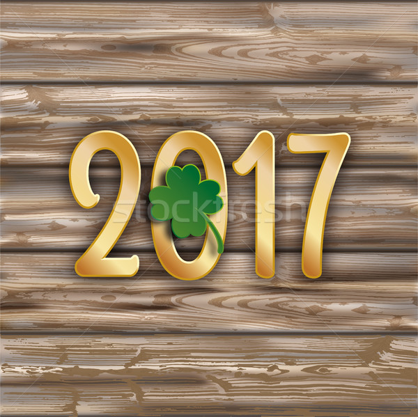 Worn Wooden Background Planks 2017 Shamrock Stock photo © limbi007