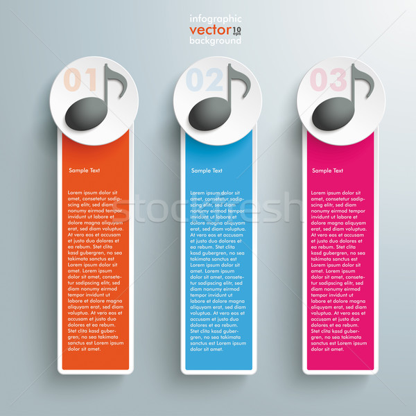 Trzy kolorowy banery muzyki zauważa projektu Zdjęcia stock © limbi007