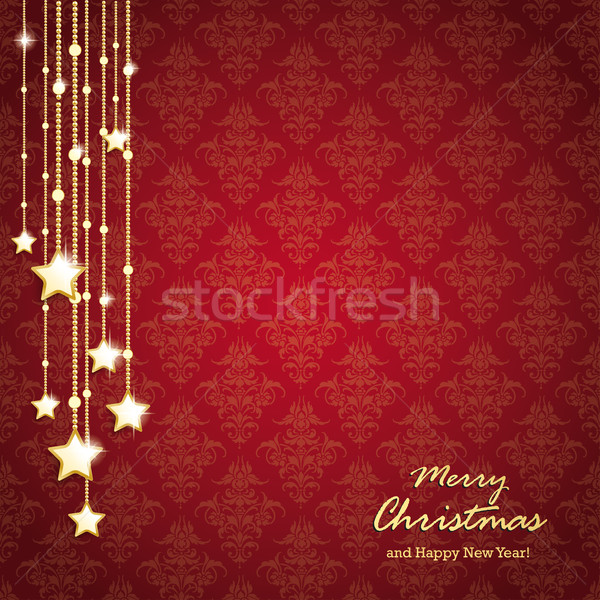 Foto stock: Dourado · natal · estrelas · vermelho · eps