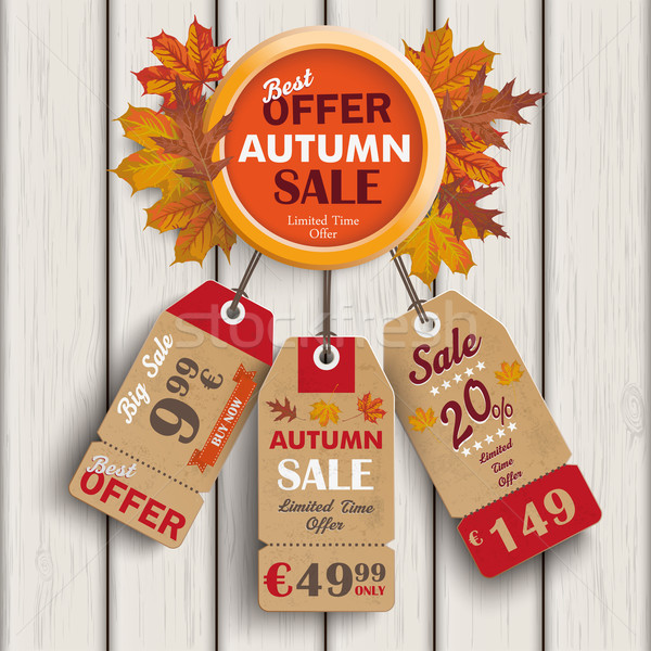 Stock photo: Autumn Ring Foliage Wood 3 Price Stickers