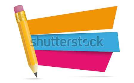 Foto stock: Lápis · banners · papel · branco · eps