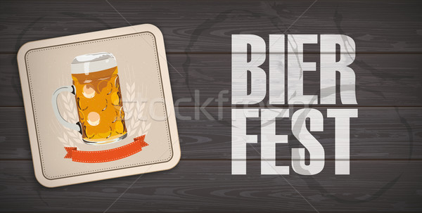 Dark Wooden Background Bevel Beer Coaster Bierfest Stock photo © limbi007