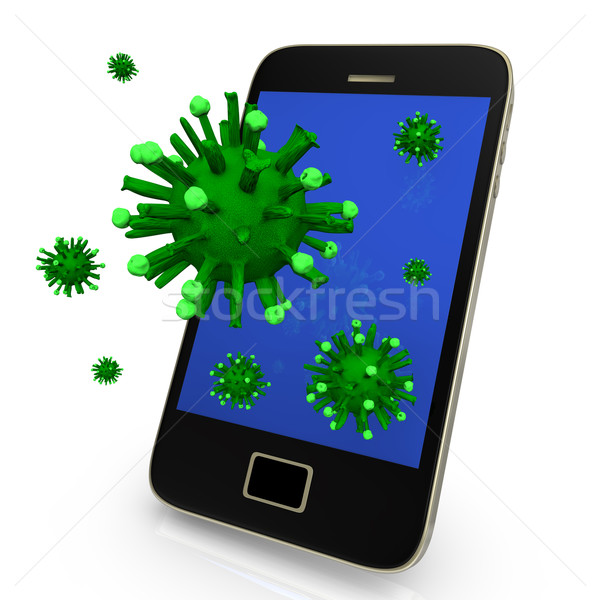 Virus smartphone verde alb afaceri calculator Imagine de stoc © limbi007